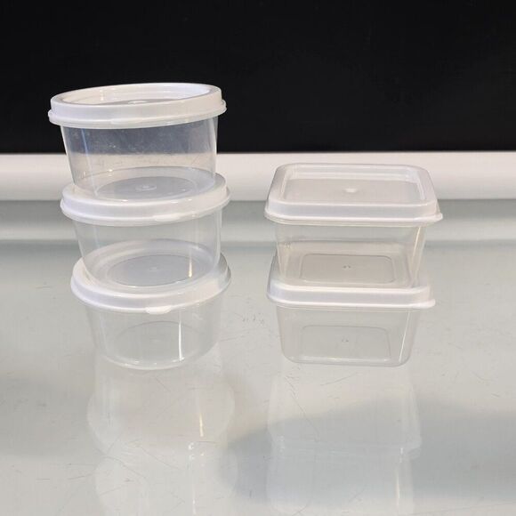 5 Miniature Plastic Storage Containers with Lids Crafts Room Kitchen Organizing - Picture 1 of 7